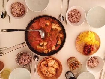 Directly above shot of food in bowl