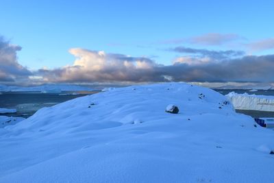 Scenic view of frozen sea against sky