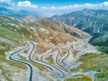 High angle view of mountain road