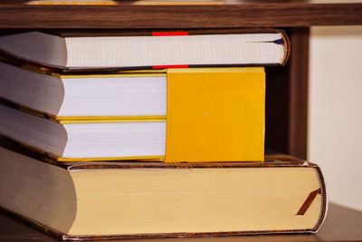 Close-up of books on table