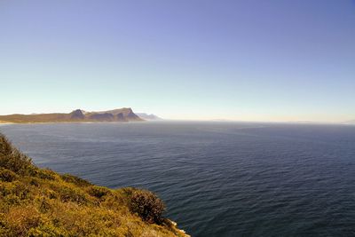 Scenic view of sea against clear sky