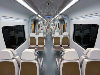 Empty seats in the train car, mode of transportation