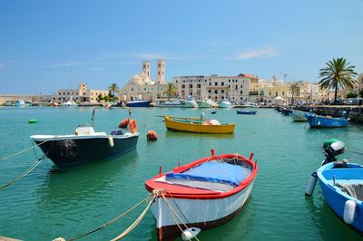 Boats in the small port of molfetta, an ancient town in the puglia region. 