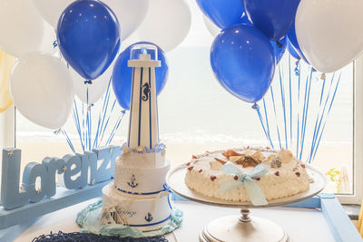 High angle view of cake on table