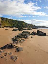 Scenic view of beach against sky