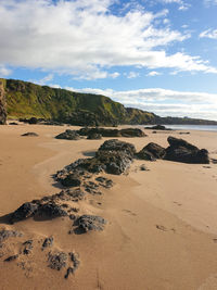 Scenic view of beach against sky