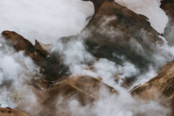 High angle view of mountain against sky