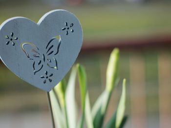 Close-up of heart shape text on paper