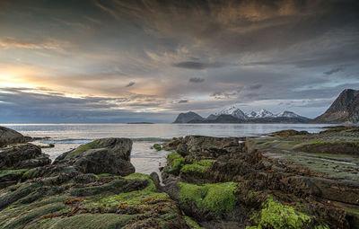 Scenic view of sea against sky during sunset