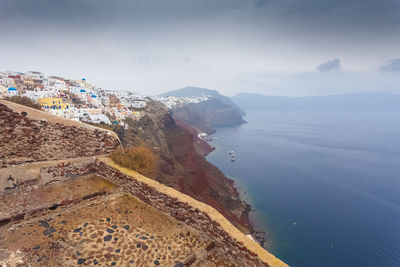 High angle view of beach against sky