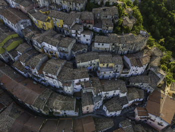 High angle view of buildings in town