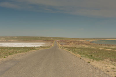 The road through the steppes to the aral sea.kazakhstan,2019