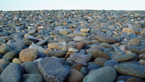 Surface level shot of pebbles at beach