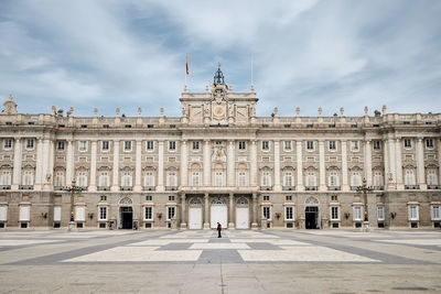 Facade of historical building in city