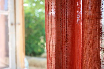 Close-up of red curtain