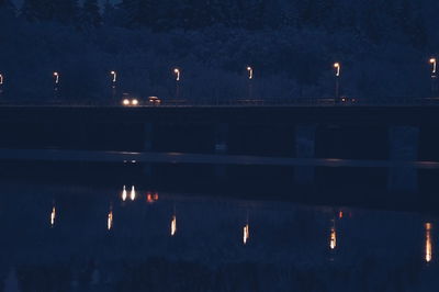 Reflection of sky in water at night