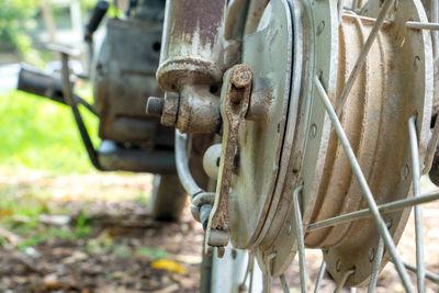 Close-up of rusty machine part