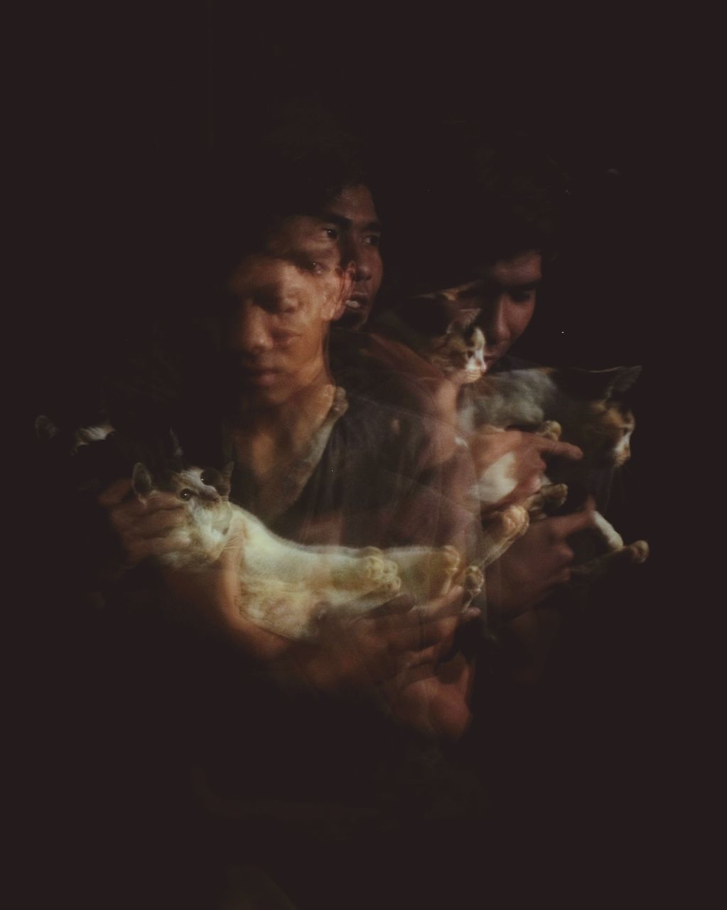 DIGITAL COMPOSITE IMAGE OF MAN WITH ILLUMINATED LIGHT