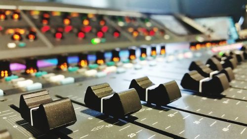 Close-up of illuminated lanterns