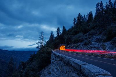 Light trails against sky at night