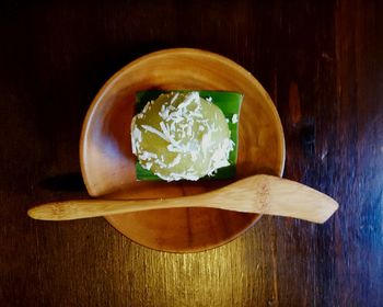 Close-up of dessert in bowl on table
