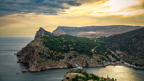 Scenic view of sea against sky during sunset