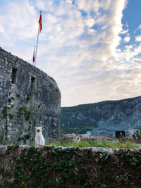 Scenic view of sea amidst buildings against sky