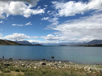 Scenic view of lake against sky