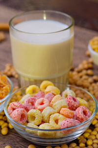 Close-up of breakfast on table