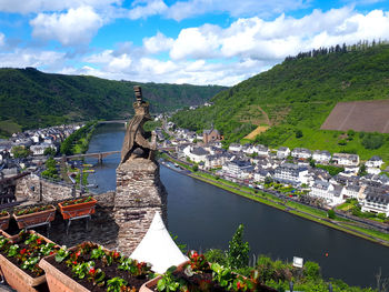 View on cochem and river mosel from reichsburg cochem, mosel region, rhineland-palatinate, germany.