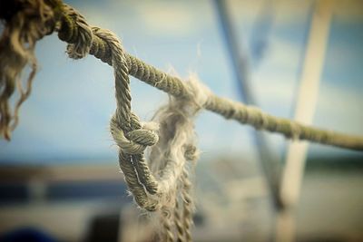 Close-up of rope on fisherman boats