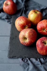 High angle view of apples on table