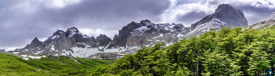 Panoramic view of landscape and mountains against sky