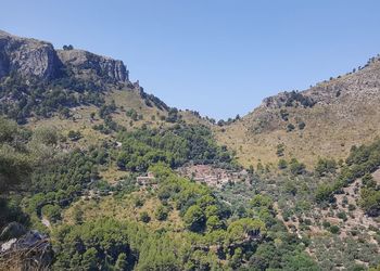 Scenic view of mountains against clear sky