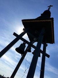 Low angle view of clock against clear sky