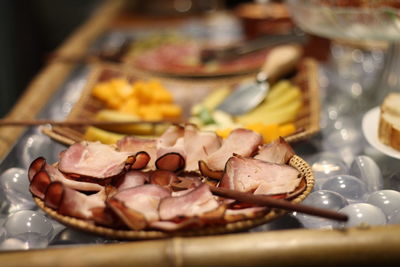 Close-up of meat in plate