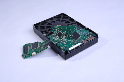 High angle view of telephone booth against white background