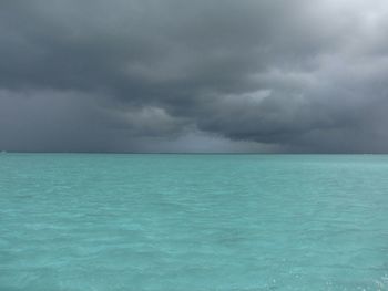 Scenic view of sea against cloudy sky