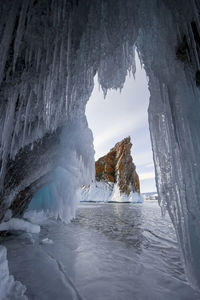 Scenic view of frozen sea against sky