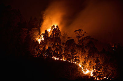 Bonfire against sky at night