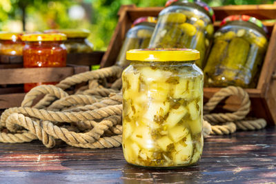 Close-up of food on table
