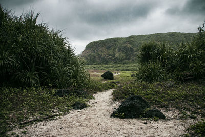 Scenic view of land against sky