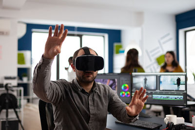 Man working on table