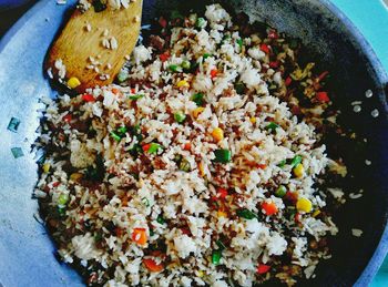 High angle view of vegetables in plate