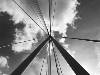 Low angle view of steel cable of bridge