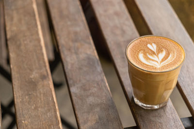 High angle view of coffee on table