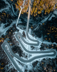 High angle view of snow covered landscape