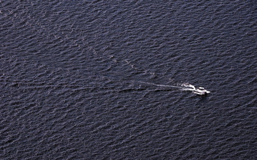 High angle view of boat in sea