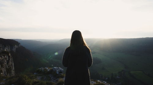 Scenic view of mountains against sky during sunset