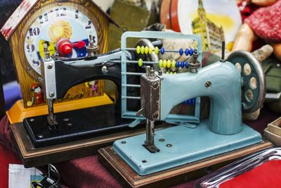 Close-up of sewing machine